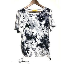 St. John Floral Watercolor Abstract Ruched Tee